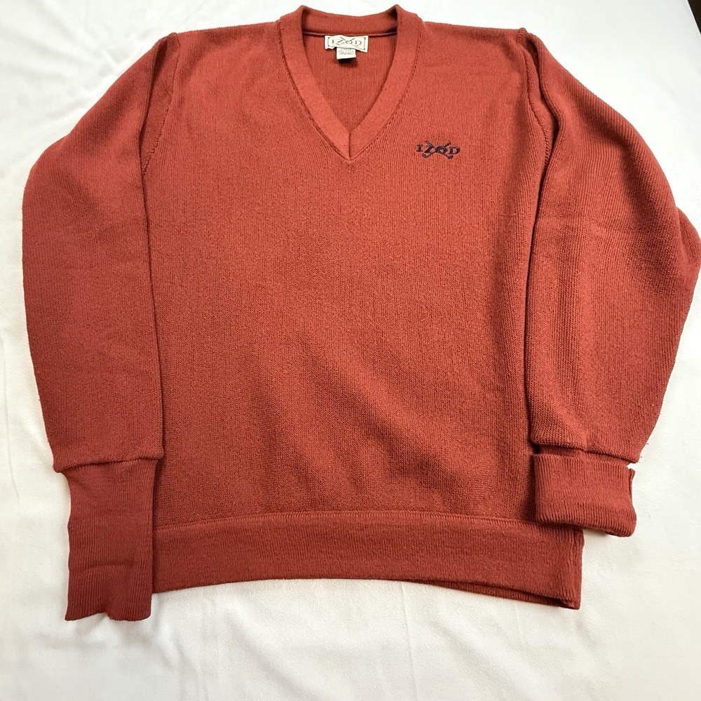 Vintage Izod Sweater Men's Large Red‎ V Neck 90s Golf X Clubs Acrylic